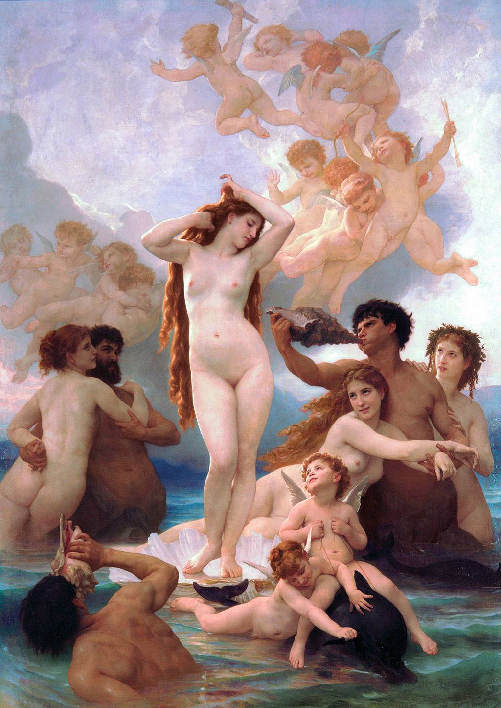 The Birth of Venus by William-Adolphe Bouguereau. Venus emerges surrounded by lovers