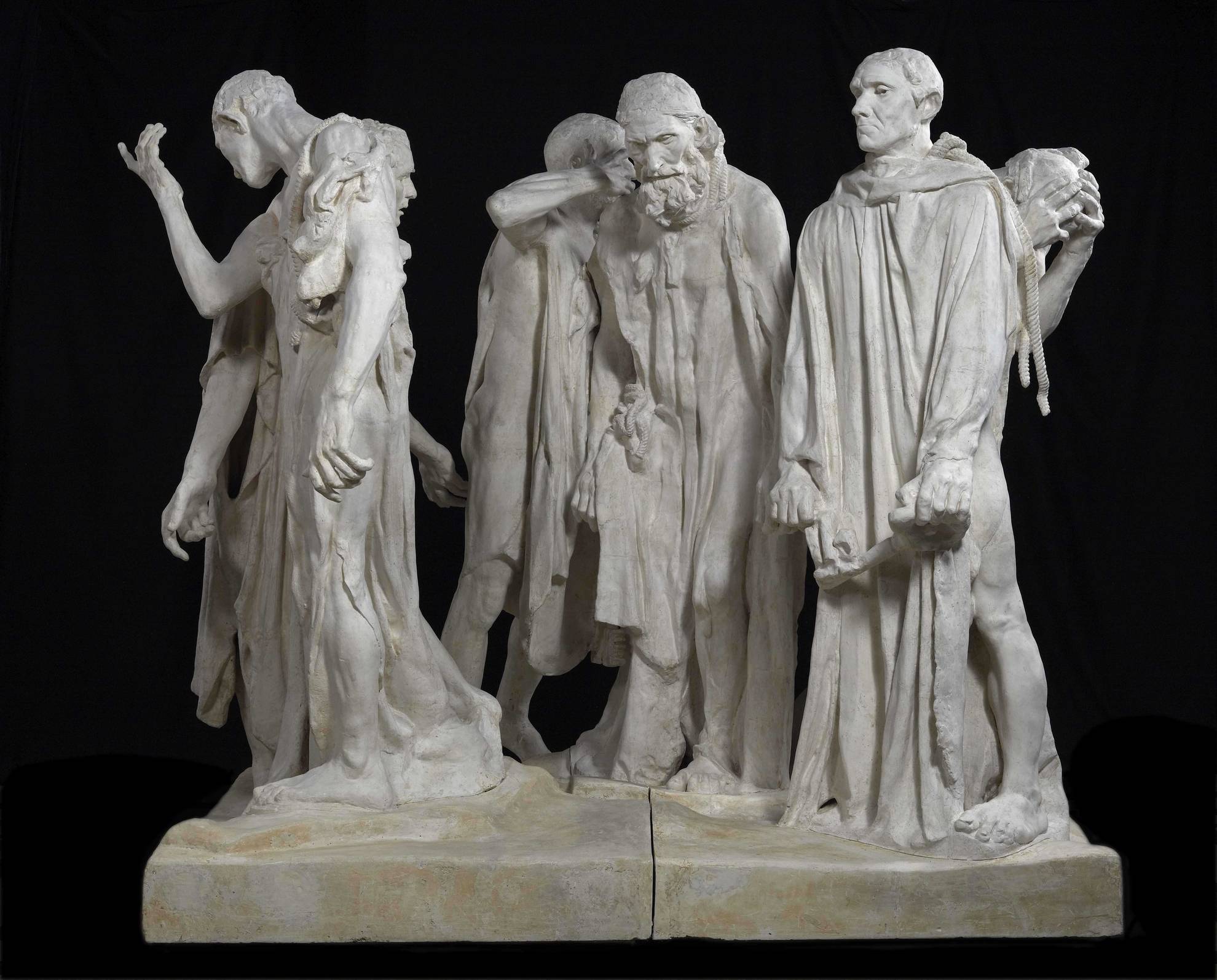 sculpture of a group of academic men in long robes, The Burghers of Calais