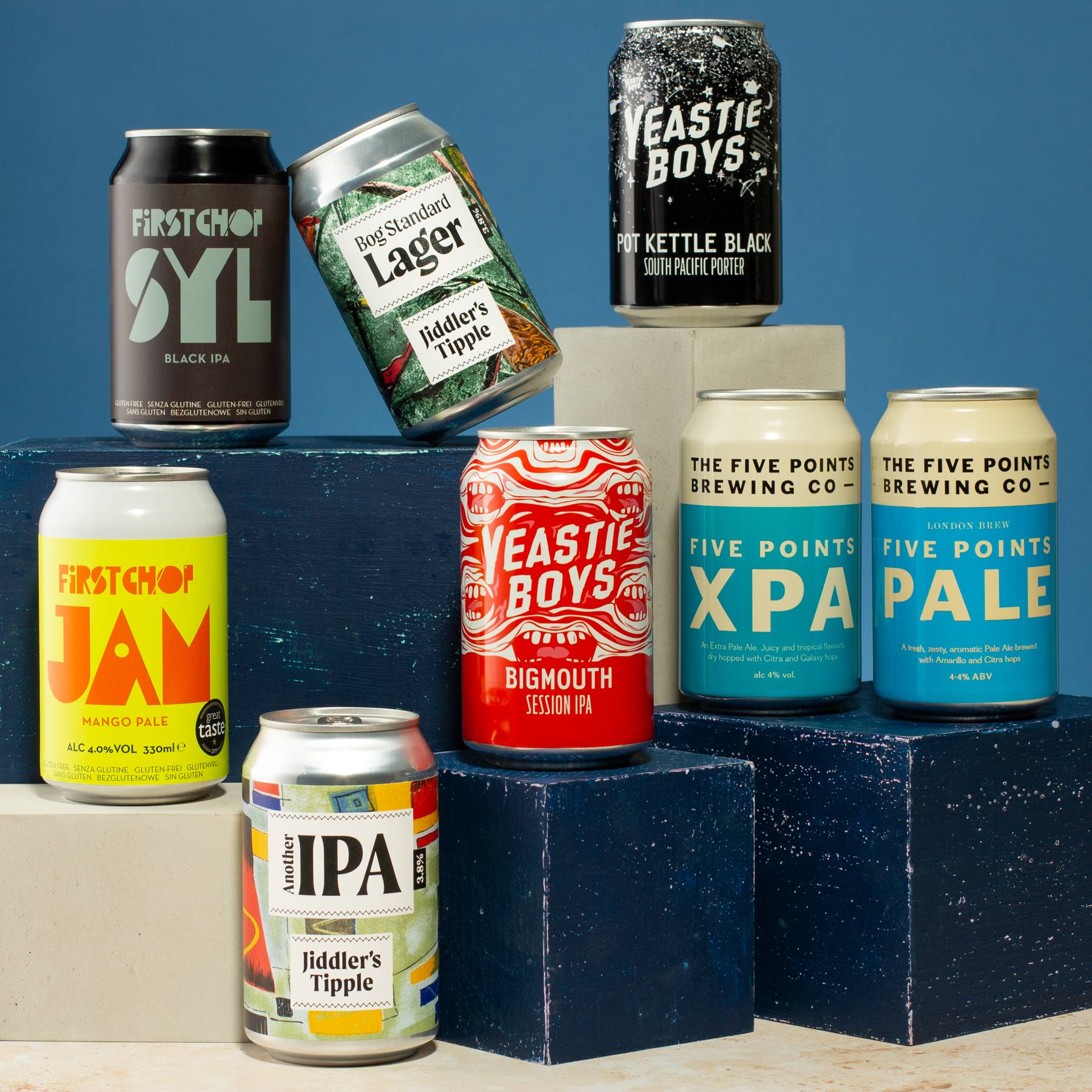 Selection of eight beer cans included in the hamper from BoroughBox