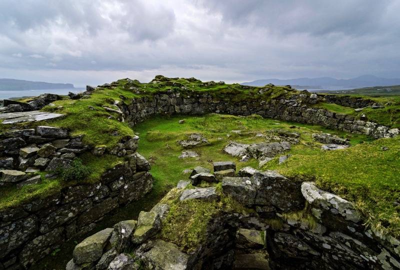 View from Dun Beag Broch, the remains of a stone tower on Isle of Skye, Scotland