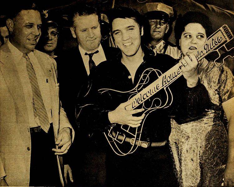  Elvis was given a guitar-shaped key to the city by Mayor James L. Ballard when he returned to Tupelo, Mississippi