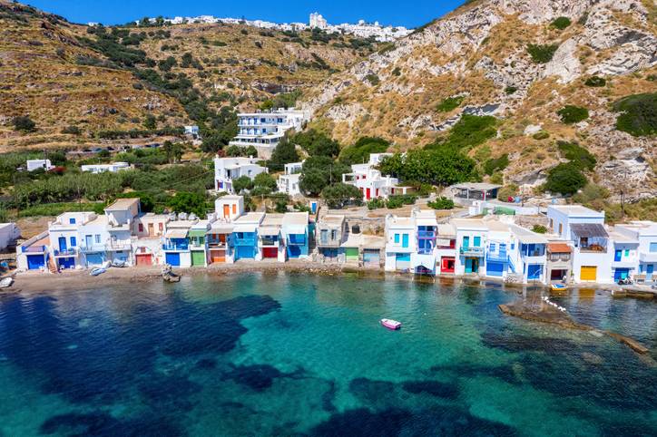 The coloured housefronts of Milos