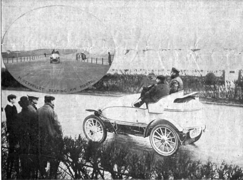 Leon Serpollet drives his Easter Egg car at Bexhill-on-Sea 1902 motor race