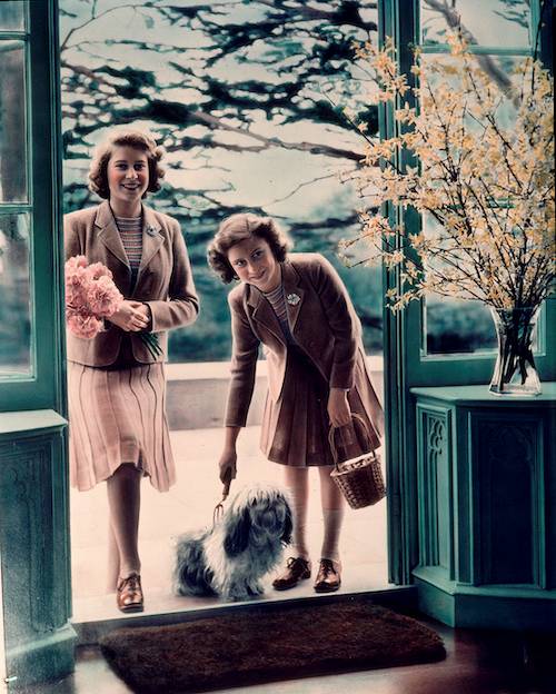  April 1942: Queen Elizabeth, left, 15; Margaret, 12.