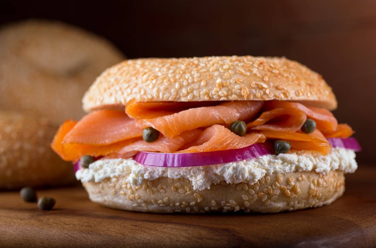 A bagel with salmon 