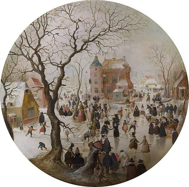 A Winter Scene with Skaters Near a Castle, Hendrick Avercamp, c.1608-9