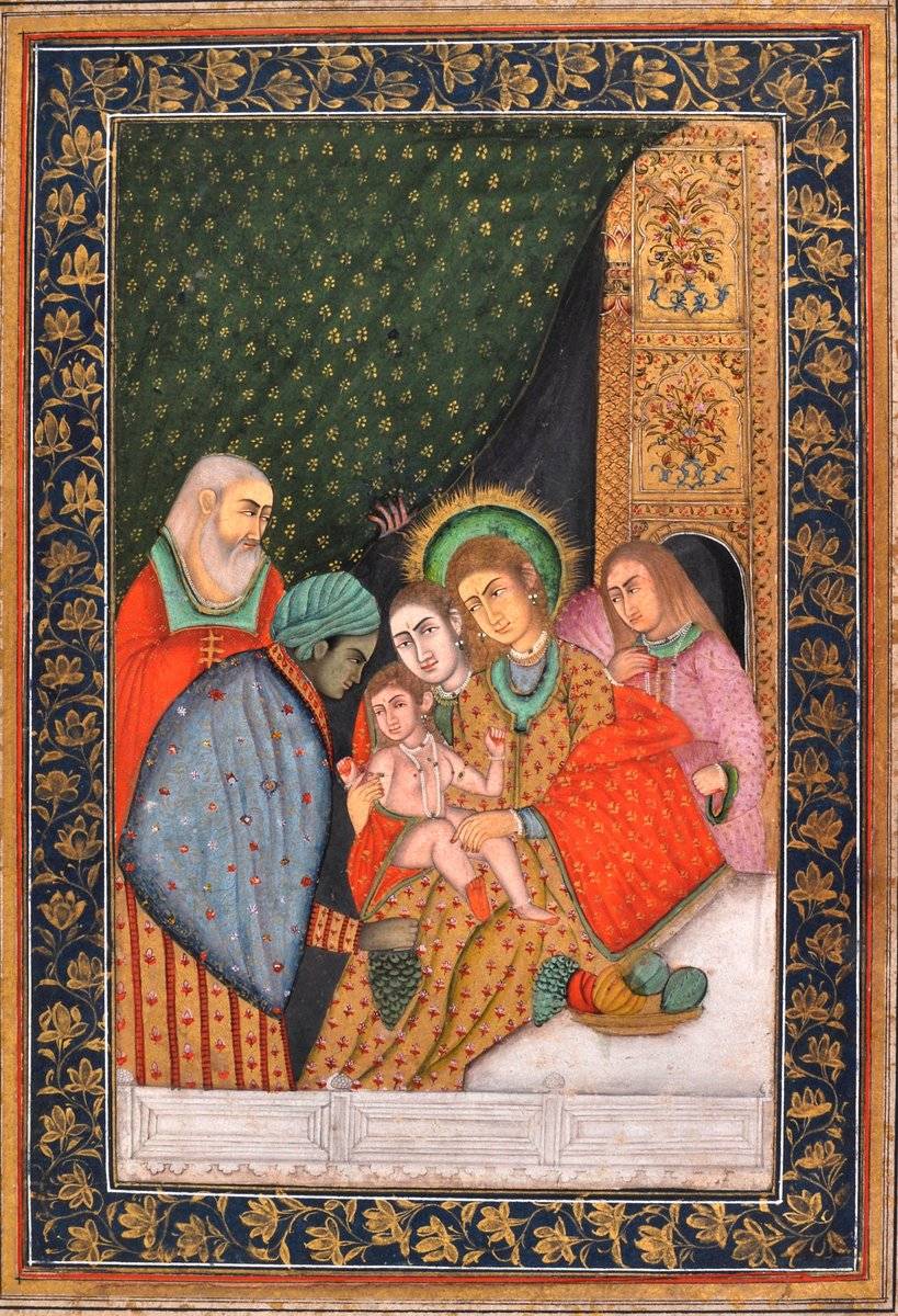 Mother Mary and Child Christ, mid 18th century, late Mughal, Muhammad Shah period