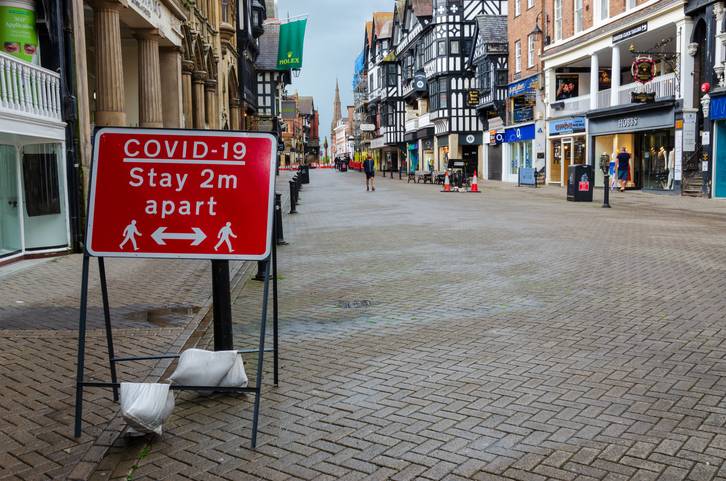 coronavirus social distancing street sign