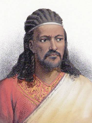 An illustration of Emperor Tewodros II (reigned 1855-1868) of Ethiopia wearing cornrows