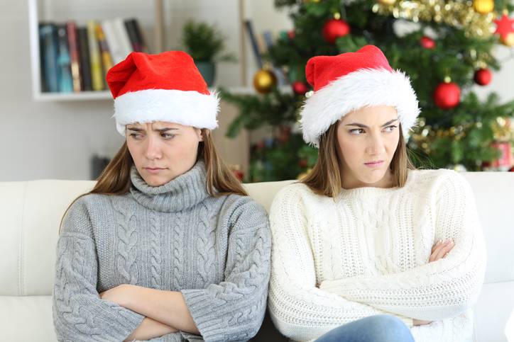 two sisters having an argument at christmas