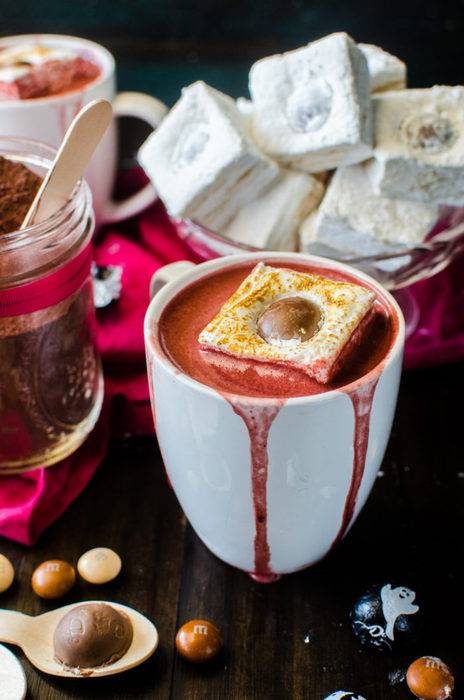 butterscotch swirled marshmallow red velvet hot chocolate