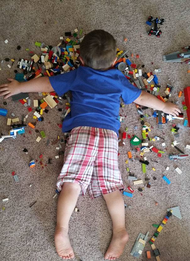 sleeping on lego