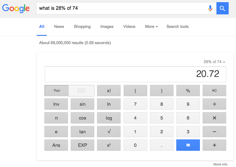 Work out percentages on Google