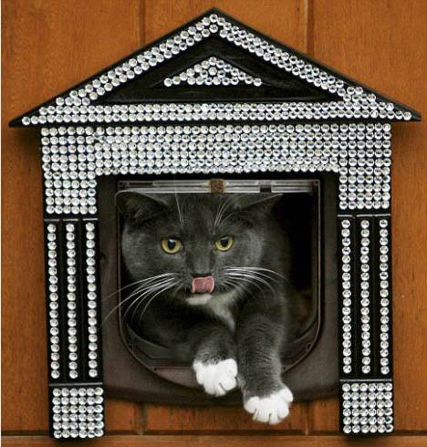Swarovski studded cat flap - Most extravagant pet gifts