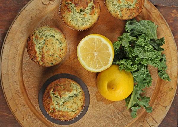 Kale and lemon muffins