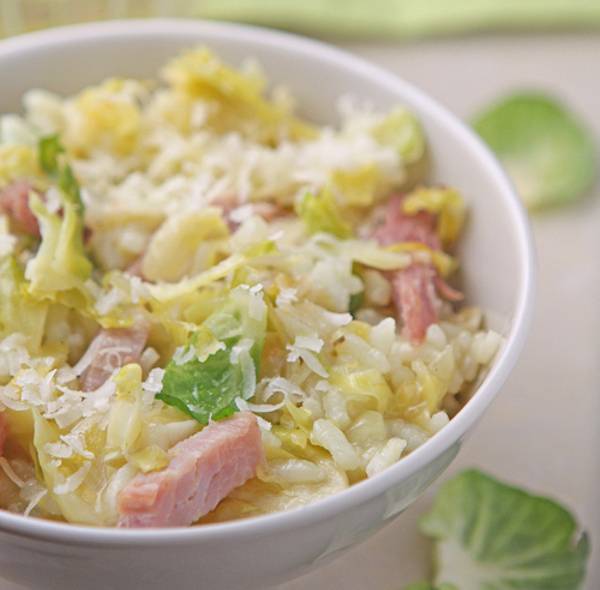 gammon and brussel sprout risotto