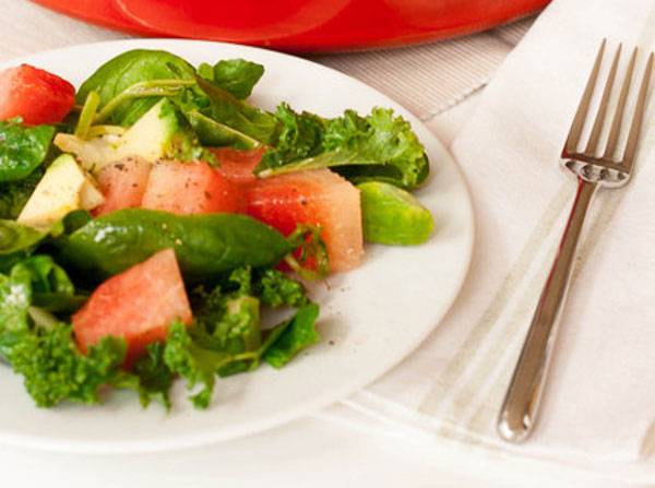 Kale watermelon and avocado salad