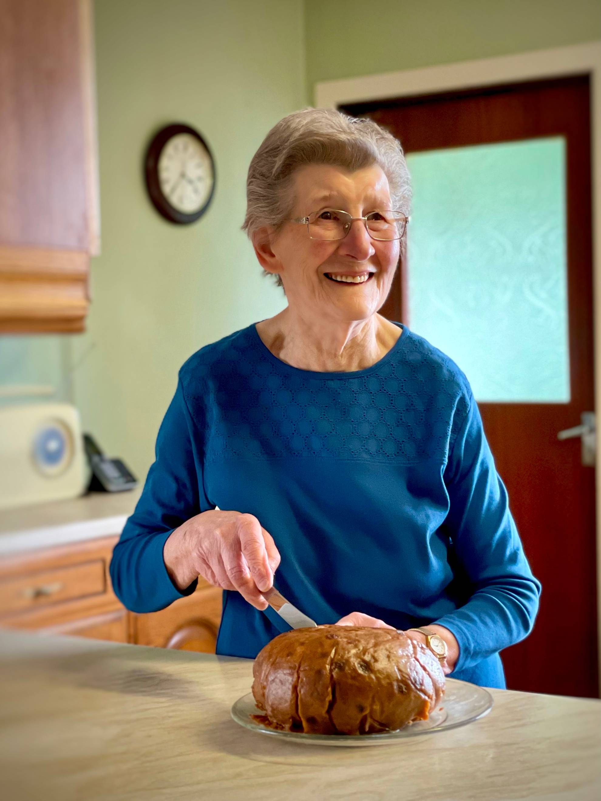 An older woman with a 'Duff' delicacy