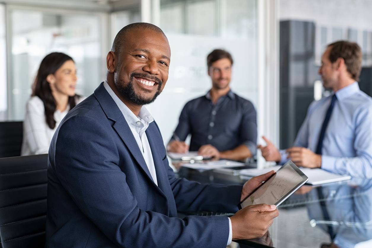 Smiling Black man in an office 