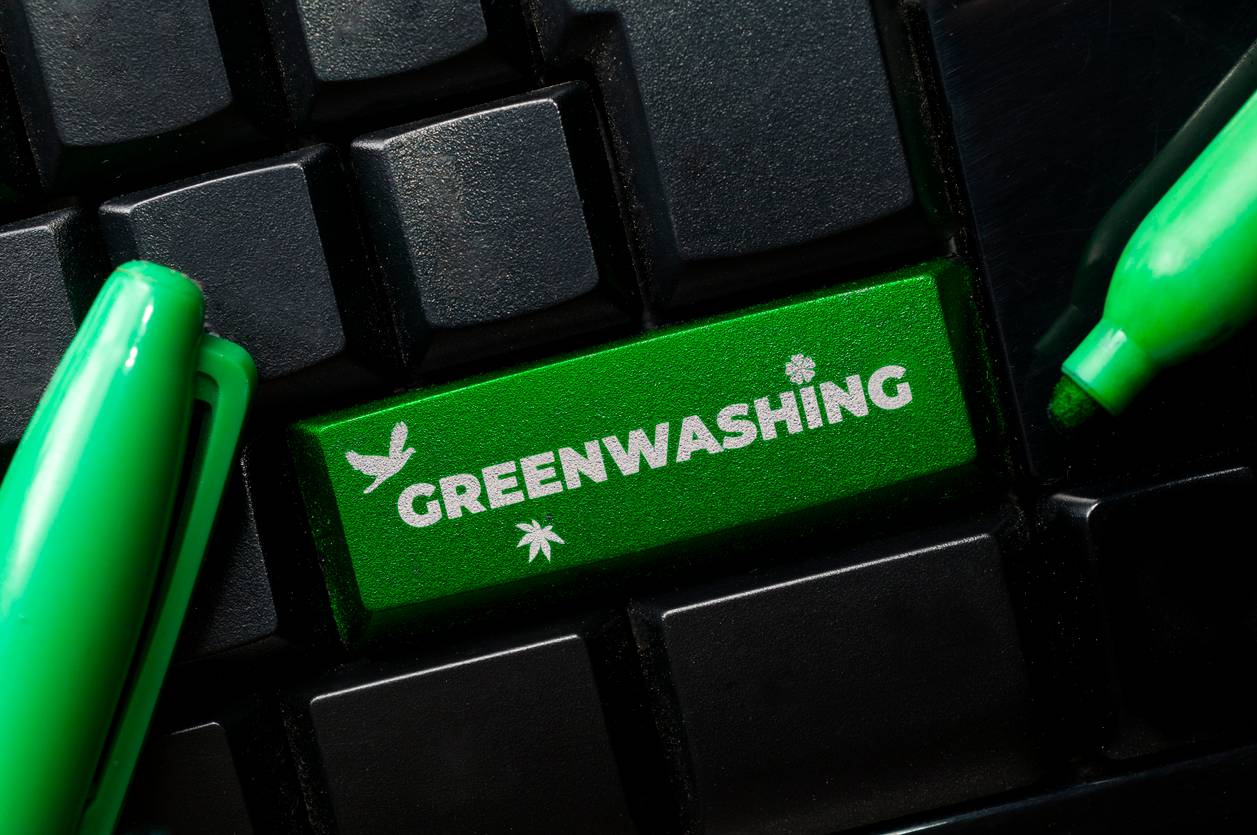  A keyboard with one key saying 'greenwashing'