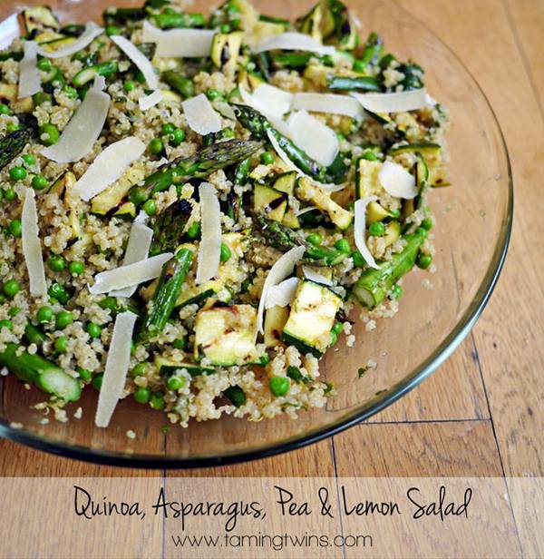 Quinoa, asparagus, pea and lemon salad