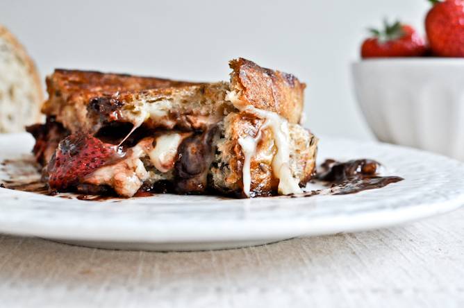 roasted strawberry brie and chocolate grilled cheese
