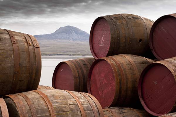 Whisky barrels in Scotland 