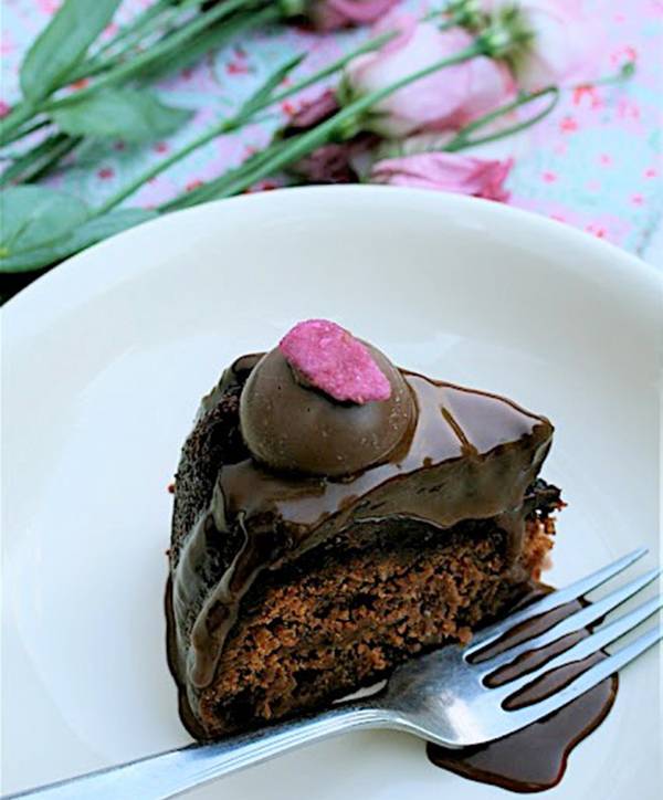 Strawberry Chocolate Cake with Rose Tea Ganache
